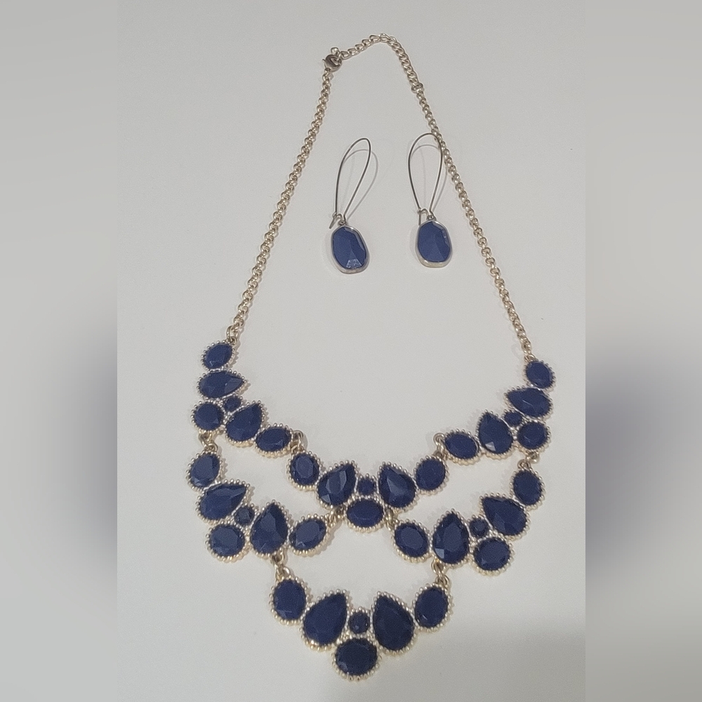 Necklace and Earrings Set Blue